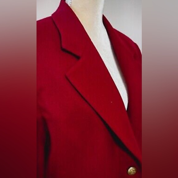 Appleseeds Red 100% Wool Blazer Coat Jacket Gold Buttons 22W EUC VTG Y2K Classic - Picture 3 of 17